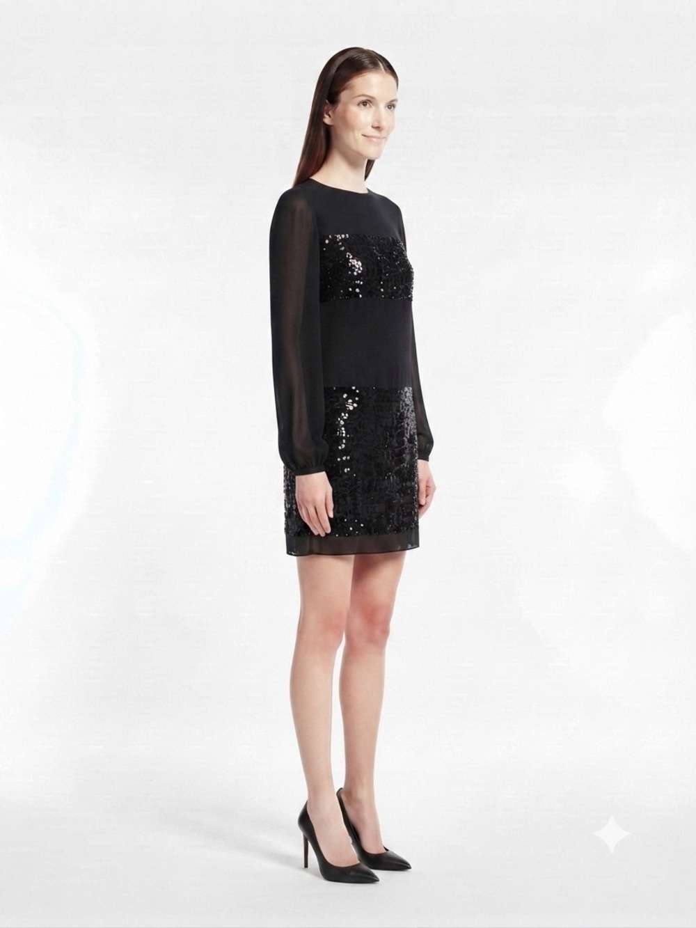 Marciano Black Sequined Silk Mini Dress S Y2K